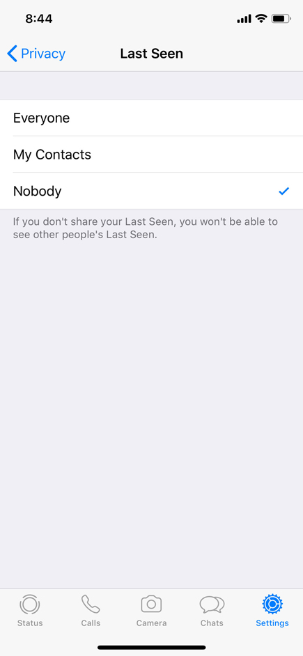 WhatsApp Settings - Last Seen