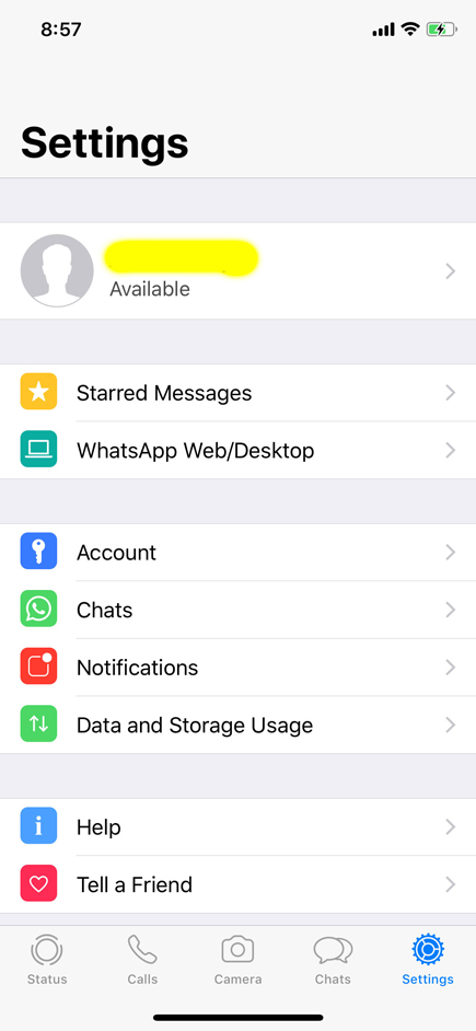 WhatsApp Settings - Page 1